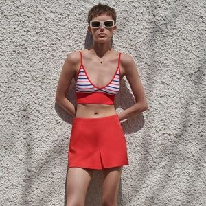 Zara pleated split skirt coral